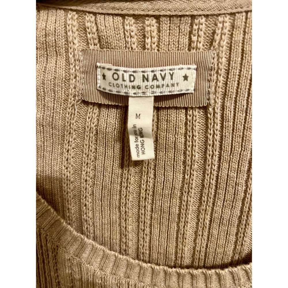Vintage Old Navy Ribbed Cotton Sweater Neutral Tan M - Picture 8 of 8